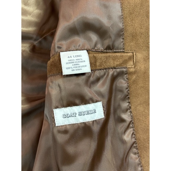 WH Belk Blazer Vtg Men 44L GOAT Suede Leather Brown - Picture 6 of 16